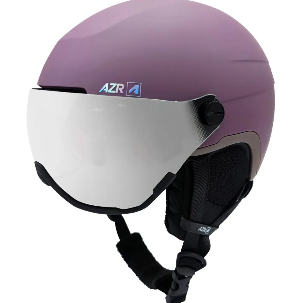 Casque visière AZR Orion Visor Cramberry Mat Gris Miroir + Yellow Visor