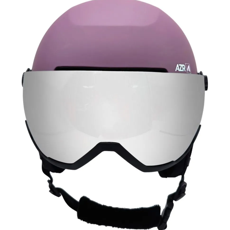 Casque visière AZR Orion Visor Cramberry Mat Gris Miroir + Yellow Visor
