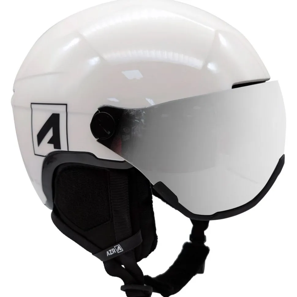 Casque visière AZR Orion Visor Blanc Nacré Noir Verni Gris Miroir + Yellow Visor