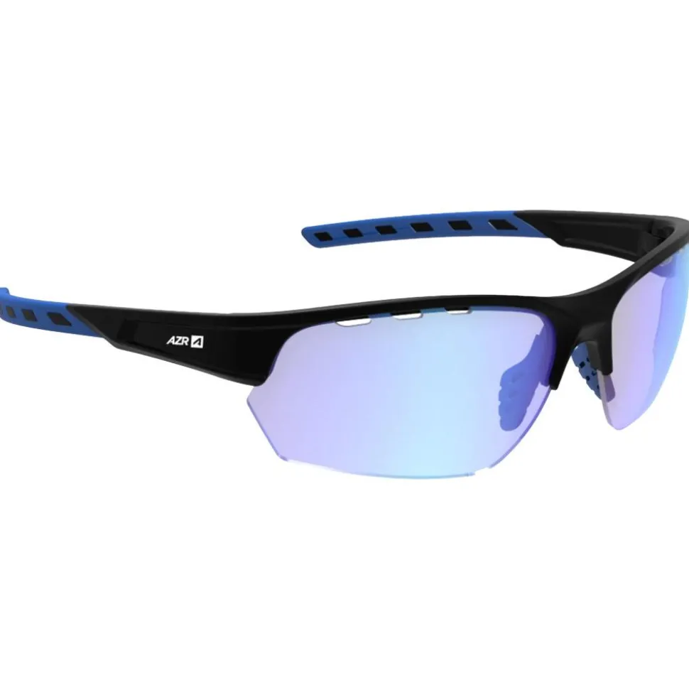 Lunettes de soleil AZR Izoard Noire Mate Bleue Photochromique Irisé Bleu