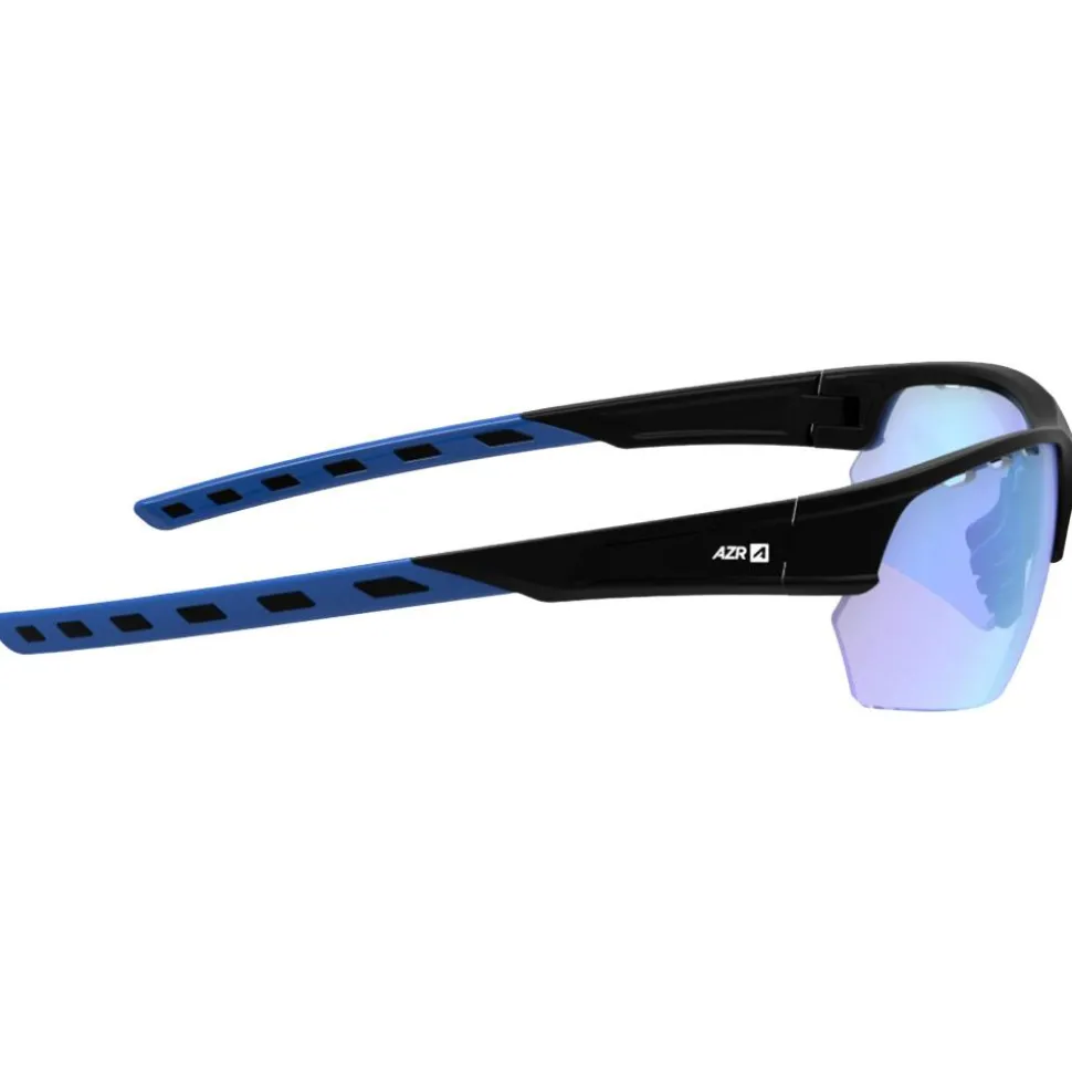 Lunettes de soleil AZR Izoard Noire Mate Bleue Photochromique Irisé Bleu