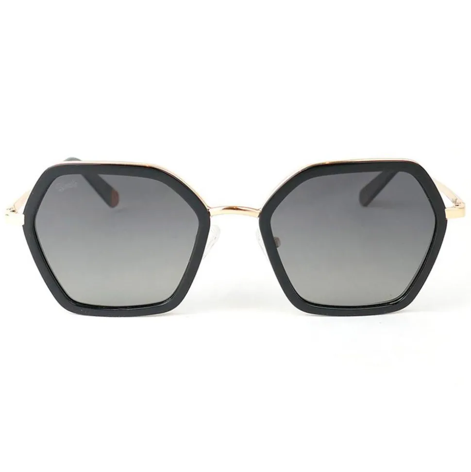 Lunettes de soleil Binocle Eyewear Agatha Shiny Gold Black Gradient Grey Polarized