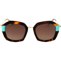 Lunettes de soleil Binocle Eyewear Rosalia Shiny Gold Pastel Blue Tortoise Gradient Brown Polarized