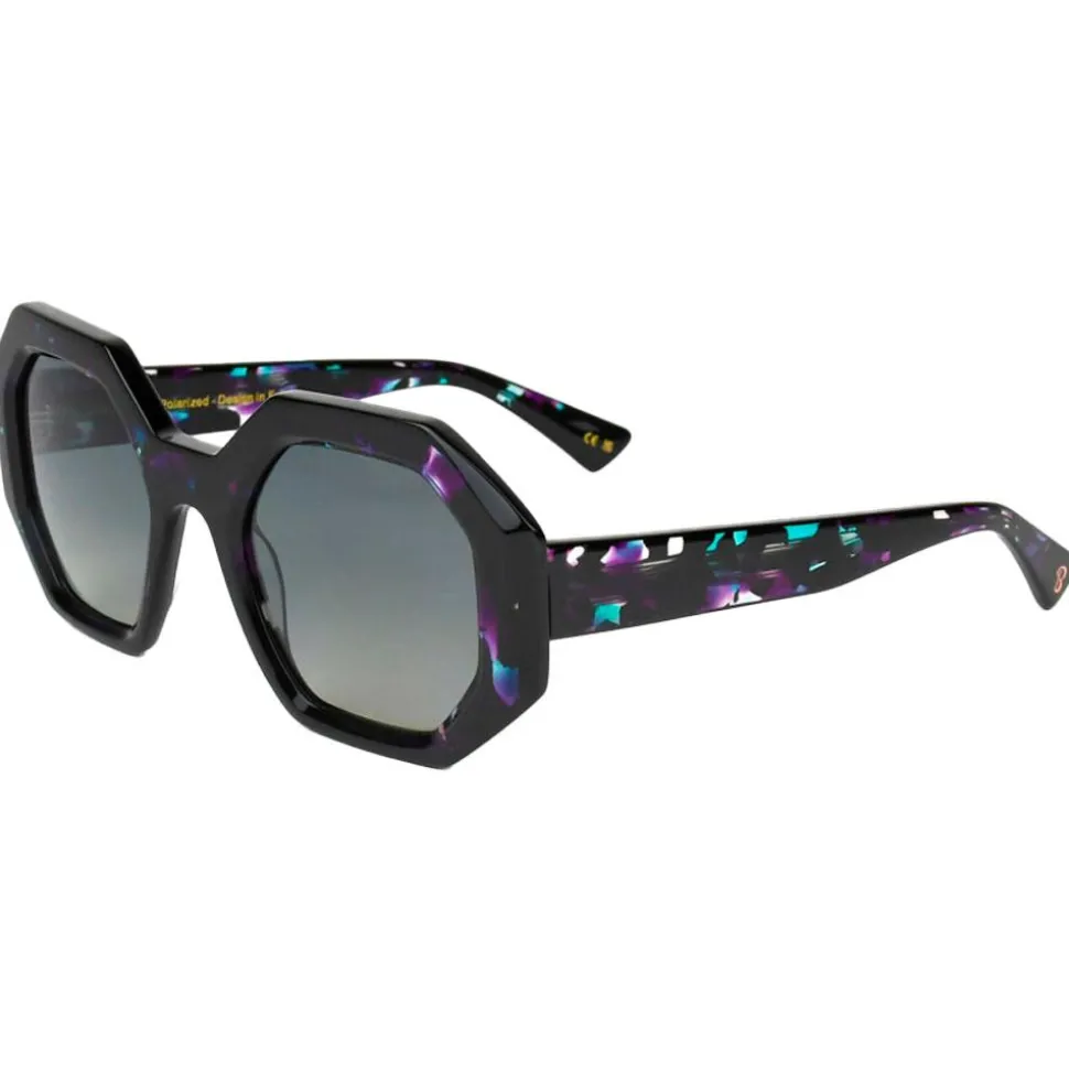 Lunettes de soleil Binocle Eyewear Claudia Shiny Purple Turquoise Gradient Grey Polarized