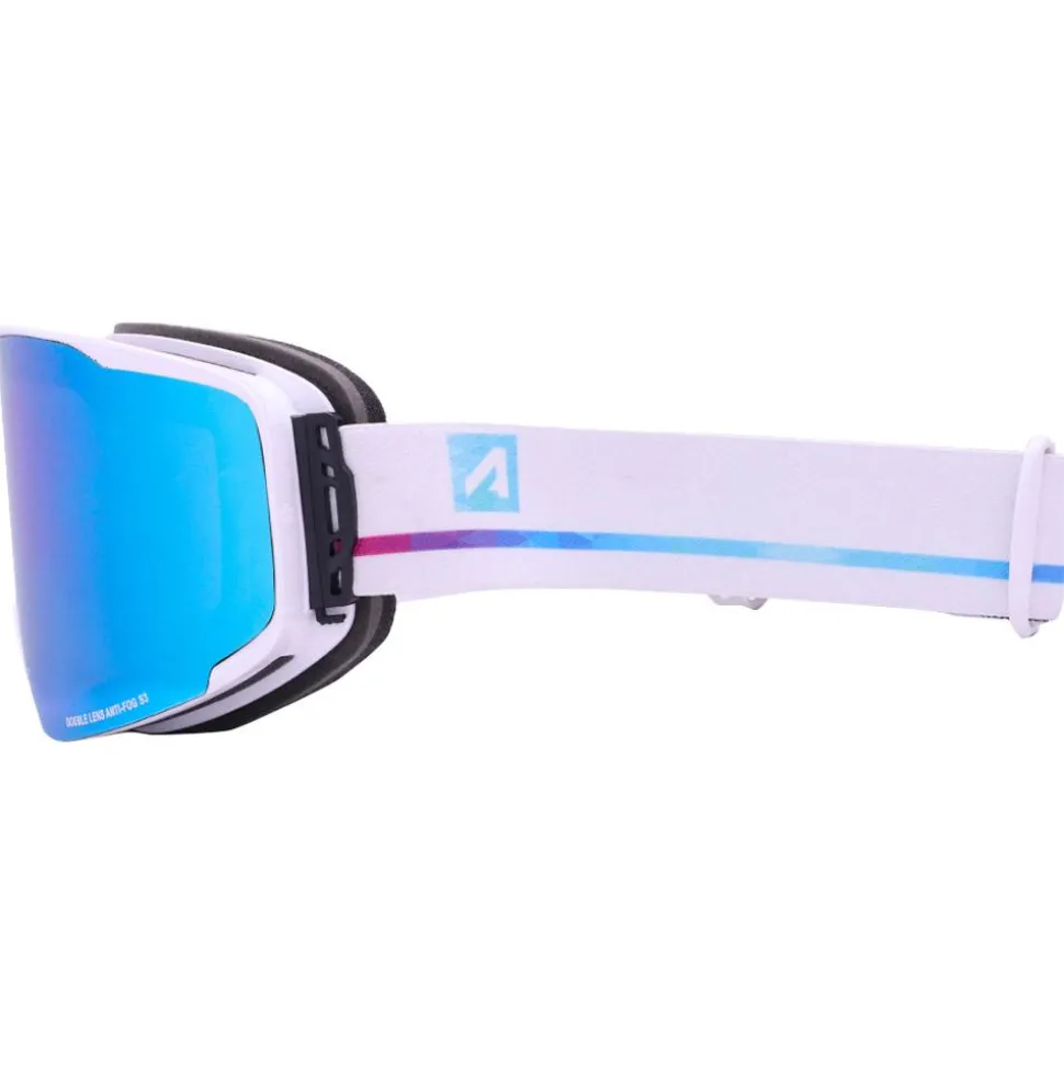 Masque de Ski AZR Meteor Otg Blanche Mate Full Bleu Glacier Multicouche + Jaune