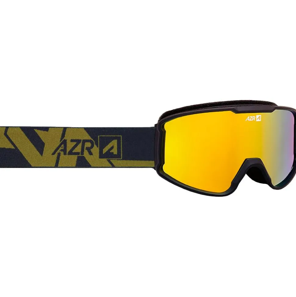 Masque de Ski AZR Track Otg Noire Mate Full Jaune Multicouche