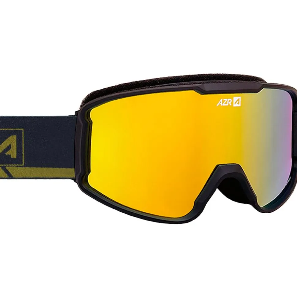 Masque de Ski AZR Track Otg Noire Mate Full Jaune Multicouche